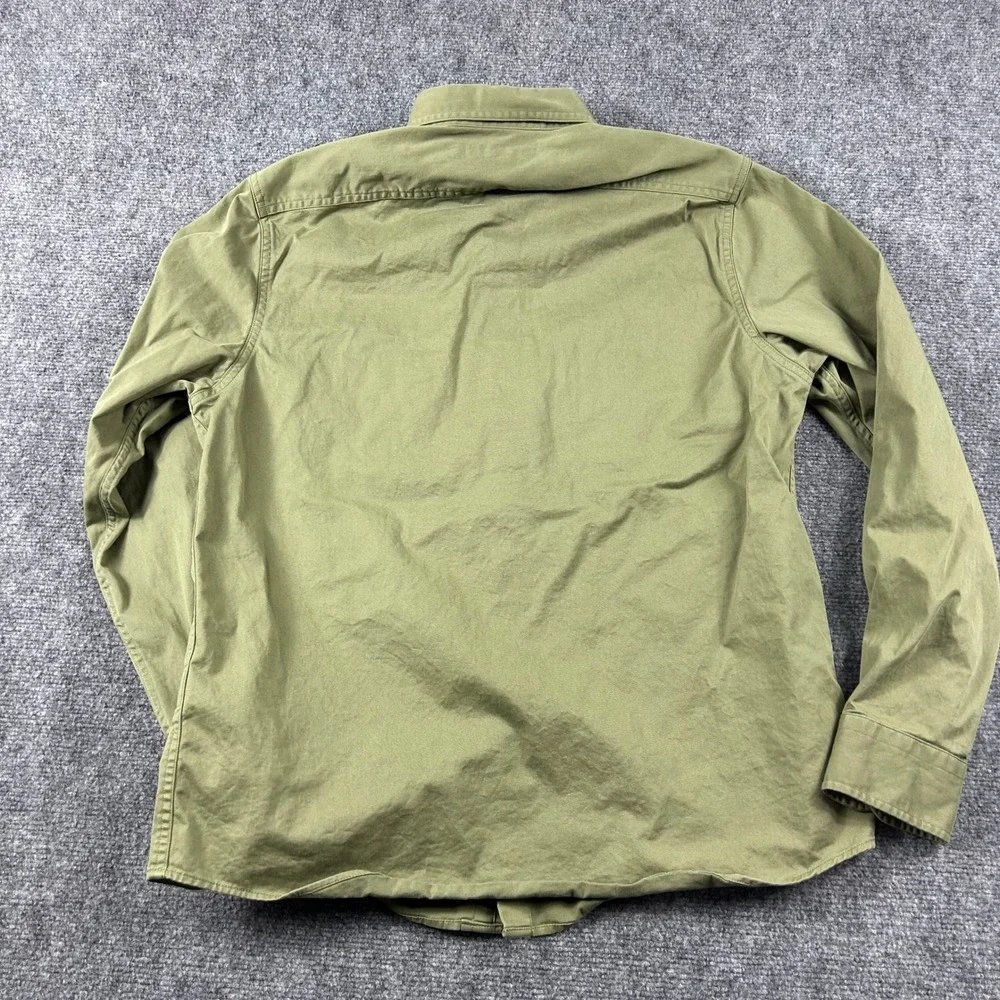 Banana Republic Shirt Mens Large Olive Green Cotton Stretch Utility Button Down